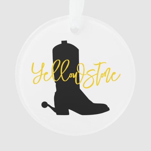 Cowboy Boot Silhouette NAME Yellow bandana Western Ornament (voorkant)