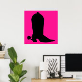 Cowboy Boot Silhouette Poster (Thuiskantoor)