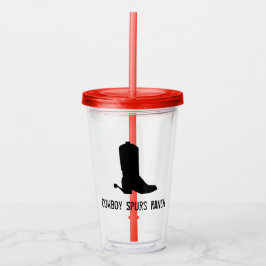 Cowboy Boot Silhouette Ranch Naam Kinder Plezier Acryl Drinkbeker