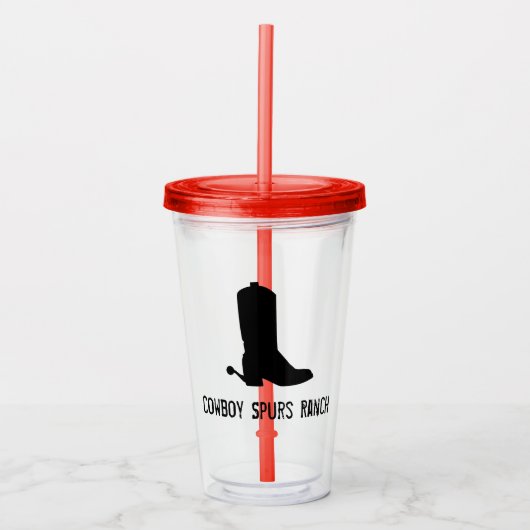 Cowboy Boot Silhouette Ranch Naam Kinder Plezier Acryl Drinkbeker (Voorkant)