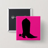 Cowboy Boot Silhouette Vierkante Button 5,1 Cm (Voorkant /achterkant)