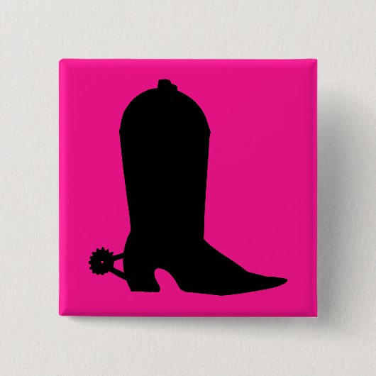 Cowboy Boot Silhouette Vierkante Button 5,1 Cm (Voorkant)
