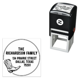 Cowboy Boot Southern Texas Return Address Zelfinktende Stempel
