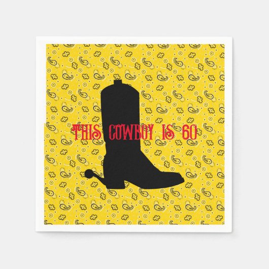 Cowboy Boot Spurs Silhouette Bandana 60th Birthday Servet (Voorkant)