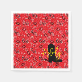 Cowboy Boot Spurs Silhouette HOWDY red bandana Servet
