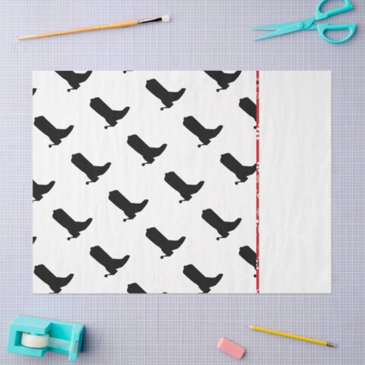 Cowboy Boot Spurs Silhouette Pattern Bandana Tissuepapier (Craft)