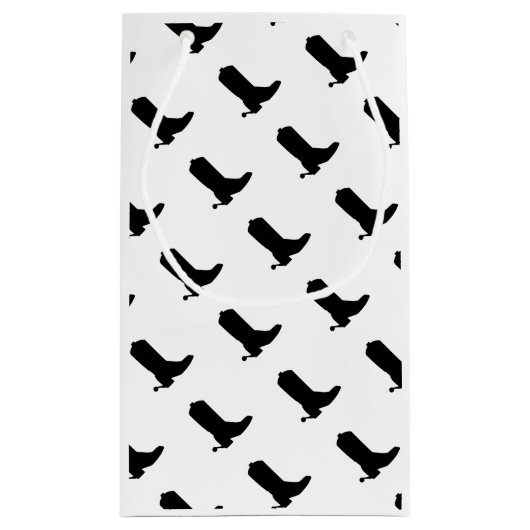 Cowboy Boot Spurs Silhouette Pattern zwart wit Klein Cadeauzakje (Achterkant)
