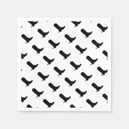 Cowboy Boot Spurs Silhouette Pattern zwart wit Servet