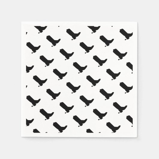 Cowboy Boot Spurs Silhouette Pattern zwart wit Servet (Voorkant)