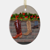 Cowboy Boot Stockings door de Fireplace Keramisch Ornament (Rechts)