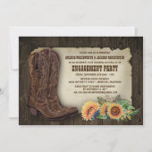 Cowboy Boot Sunflower Engagement Party Uitnodiging (Voorkant)