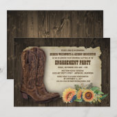 Cowboy Boot Sunflower Engagement Party Uitnodiging (Voorkant / Achterkant)