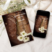 Cowboy Boot White Daisy Western Quinceanera Party Kaart