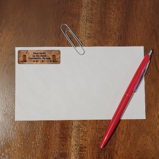 Cowboy Boots-adreslabel Etiket