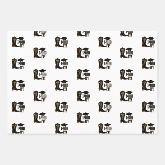 Cowboy Boots Afstudeerder Pet en Diploma Afstudere Inpakpapier Vel (Voorkant 2)