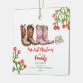 Cowboy Boots Baby's Eerste Kerstmis Keramisch Ornament (Links)