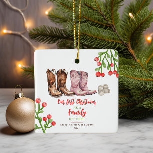 Cowboy Boots Baby's Eerste Kerstmis Keramisch Ornament