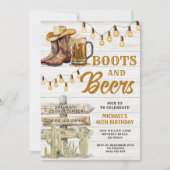 Cowboy Boots & Beers Adult Any Age Verjaardag Hout Kaart (Voorkant)