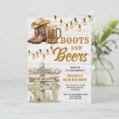 Cowboy Boots & Beers Adult Any Age Verjaardag Hout Kaart (Staand voorkant)