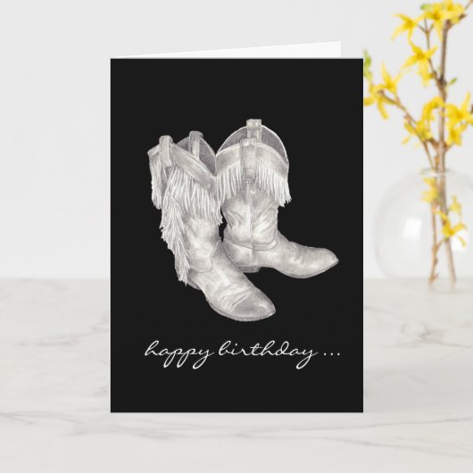 Cowboy Boots Birthday Kaart (Gele Bloem)