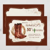 Cowboy Boots Birthday Party Invitation Kaart (Voorkant / Achterkant)
