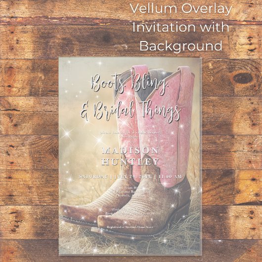 Cowboy Boots & Bling Vrijgezellenfeest Vellum Uitnodigingen