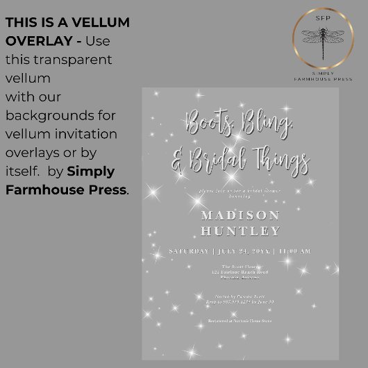 Cowboy Boots & Bling Vrijgezellenfeest Vellum Uitnodigingen