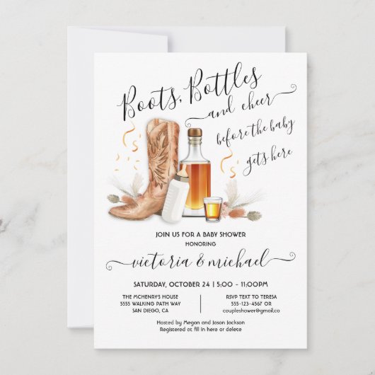 Cowboy Boots Bottles Baby shower Kaart (Voorkant)