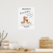 Cowboy Boots Bottles Baby shower Welkomstbord Poster (Keuken)