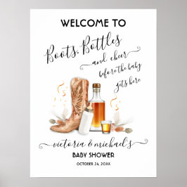 Cowboy Boots Bottles Baby shower Welkomstbord Poster