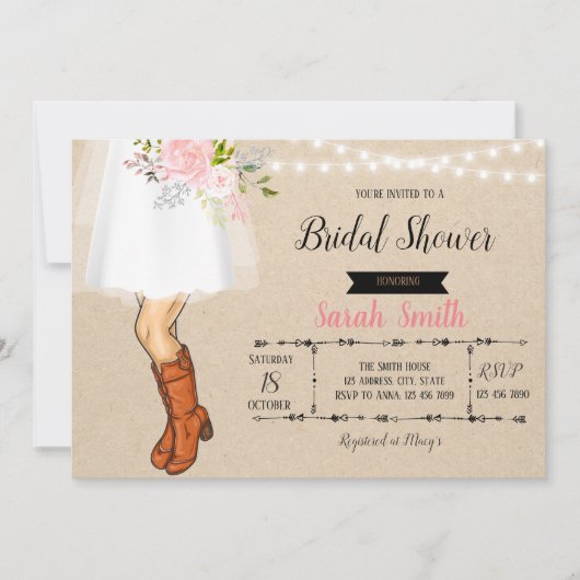 Cowboy boots bridesmaids luncheuitnodiging kaart (Voorkant)