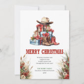 Cowboy boots Christmas greeting card rustic Feestdagenkaart (Voorkant)