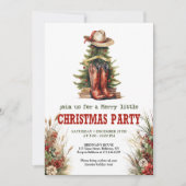 Cowboy boots Christmas party invite rustic style Kaart (Voorkant)