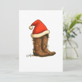 Cowboy Boots Christmas Western Santa Hat Save The Date (Staand voorkant)