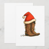 Cowboy Boots Christmas Western Santa Hat Save The Date (Voorkant / Achterkant)