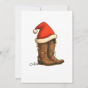 Cowboy Boots Christmas Western Santa Hat Save The Date