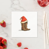 Cowboy Boots Christmas Western Santa Hat Servet (Insitu)