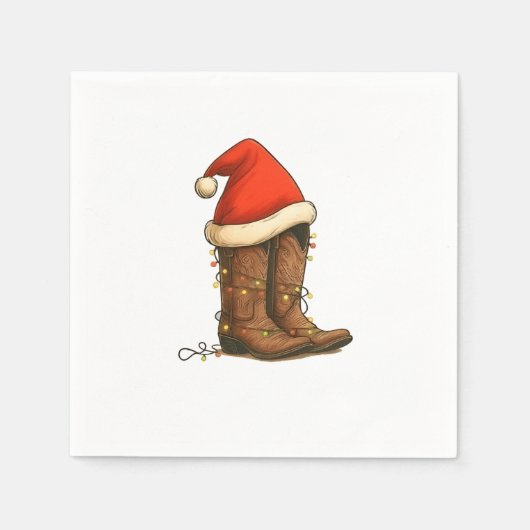 Cowboy Boots Christmas Western Santa Hat Servet (Voorkant)