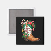 Cowboy Boots Country Western Merry Christmas Y'all Magneet (Voorkant / Achterkant)