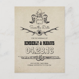 Cowboy Boots Country Western Save the Date Aankondigingskaart