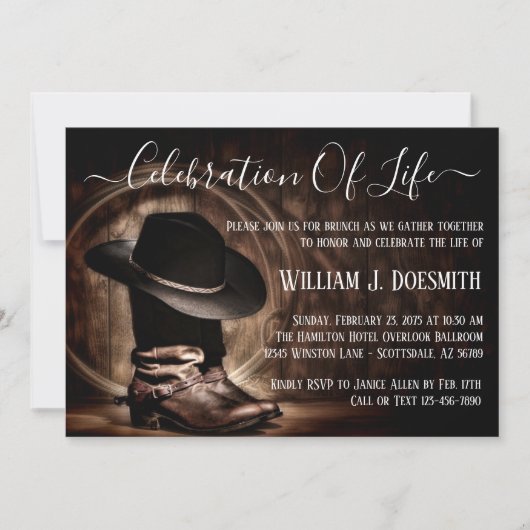 Cowboy Boots Cowboy Pet Uitvaartdienst Kaart (Voorkant)