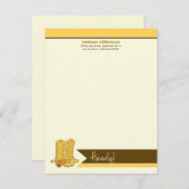 Cowboy Boots Custom Flat Note-kaarten (geel) Kaart (Voorkant / Achterkant)