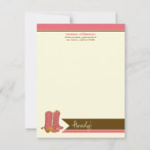 Cowboy Boots Custom Flat Note-kaarten (roze) Notitiekaartje (Voorkant)