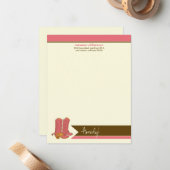 Cowboy Boots Custom Flat Note-kaarten (roze) Notitiekaartje (Voorkant / Achterkant in situ)