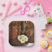 Cowboy Boots, Daisies and Horse Bit Ranch Wedding Papieren Bordje (Feest)