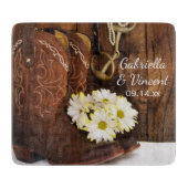 Cowboy Boots, Daisies and Horse Bit Wedding Snijplank (Voorkant)