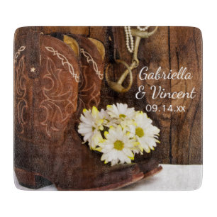 Cowboy Boots, Daisies and Horse Bit Wedding Snijplank
