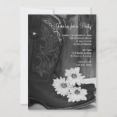 Cowboy Boots Daisies Country Western Barn Party Kaart (Voorkant)