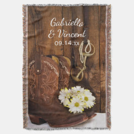 Cowboy Boots, Daisies Horse Bit Country Wedding Deken