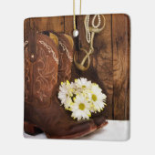 Cowboy Boots, Daisies Horse Bit Country Wedding Keramisch Ornament (Links)